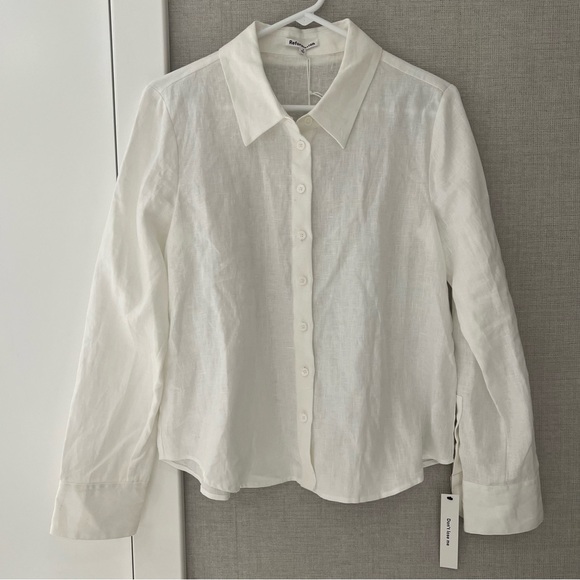Reformation Sky Relaxed Linen Top Ivory - Size S; New with Tags - Picture 2 of 10